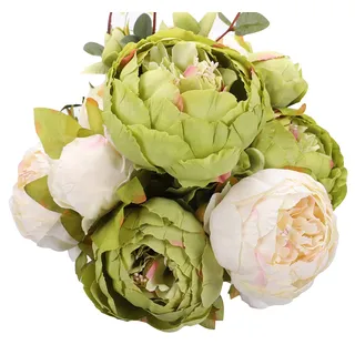 Duovlo Künstliche Pfingstrosen, Seidenblumen, Vintage-Design, für Hochzeit, Heimdekoration, 1 Stück, Grün