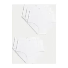 Womens M&S Collection 5er-Pack Taillenslips aus Baumwolle mit Lycra® - White, White, 28