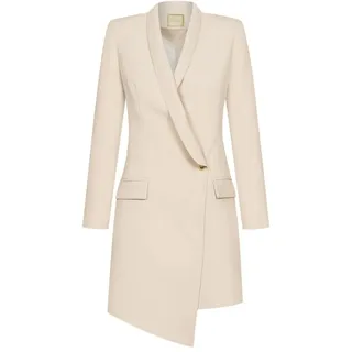 Swing Fashion Damen Kleid Elegant | Business Kleider | Etuikleider | Festliches Kleid | Partykleid | Cocktailkleider | Minikleid | Abendkleid | Langarmleid | V-Ausschnitt | Kurze | Beige | 36