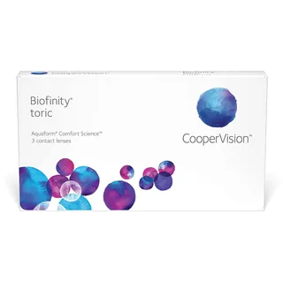 Biofinity Toric, torische Monatslinsen weich, 3 Stück / BC 8.70 mm / DIA 14.5 / CYL -0.75 / ACHSE 180 / -2.75 Dioptrien
