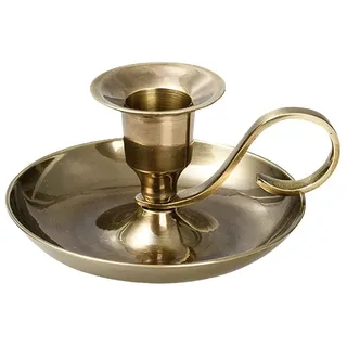 NKlaus Handleuchter Klassik Messing Gold antik Kerzenhalter Höhe 5cm Ideal für den Einsatz mit Stabkerzen oder Tafelkerzen mit einem Durchmesser von 2–2,2 cm Kerzenständer 10891