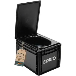 BOXIO - TOILET: Campingtoilette 40x30 kompakt ohne Chemie | mobile Trockentrenntoilette für Camping, Van, Outdoor, Dachzelt: Toilette auf Eurobox Basis ohne Strom für unterwegs, schwarz
