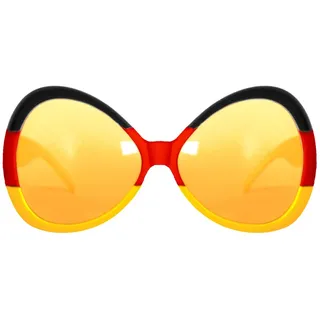 Folat 30801 – Deutschland Rießenbrille, Schwarz, Rot, Gold, mit gelbgetönten Gläsern, Sonnenbrille, WM, EM, Fußball, Ballermann, Länder, Karneval, Motto Party, Gartenparty, Public Viewing