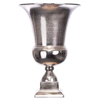 Brandsseller Dekovase aus Aluminium RAW Optik 43,5 cm hoch (Öffnung: Ø 30 cm) Pokal Silber
