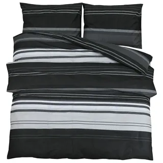 vidaXL Bettwäsche-Set Schwarz und Weiß 200x200 cm Baumwolle - Schwarz