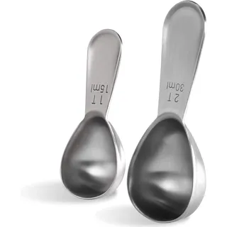 U-Taste 18/8 Edelstahl Kaffeelöffel Portionierer, Langlebiger Messlöffel mit Kurzem Dicker Griff zum Schöpfen von Kaffee Teepulver Zuckermehl, 1 Esslöffel & 2 Esslöffel (15ml & 30ml)