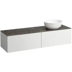 Laufen Il Bagno Alessi Schubladenelement, Steinplatte Marrone Naturale, Ausschnitt rechts, 160x50x37cm, zu WT-Schale H81897 5, H432353097, Farbe: Weiß matt