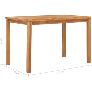 vidaXL Gartentisch 120 x 70 x 77 cm Teak Massivholz Braun