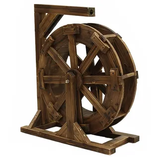 Holz Wassermühle Wasserspiel Garten Brunnen Wasserrad Gartendekoration Water Fountain Wasserfall Im Freien Wasserradbrunnen Wheels Wasserlandschaft Handgemacht für teich,Patio,Yard,Aquarium,Terrasse