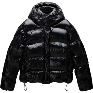 Steppjacke NAPAPIJRI "GLANE", Damen, Gr. XL, schwarz, Web, Obermaterial: 65% Polyamid, 35% Polyurethan. Futter: 100% Polyester. Wattierung: 100% Polyester, unifarben, Windstopperbündchen, Jacken Steppjacke, in glänzender Optik