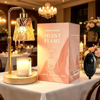 Kerzenwärmer Lampe, Candle Warmer Geschenke mit Dimmer & Timer, Höhenverstellbar,flammenloser 50W Wärmer für Duftkerzen, Geschenk für Mütter & Frauen (Goldfarben)