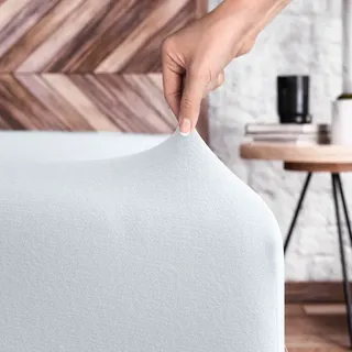 Wolkenfeld Spannbettlaken Baumwolle-Jersey 90 x 200 - 140 x 200 - 160 x 200 - 180 x 200 - 200 x 200 cm weiß