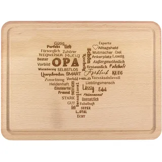 Herz für Opa Geschenk - Premium Brettchen aus Holz 30x20 cm groß - Frühstücksbrettchen mit Gravur für Großvater zum Geburtstag - Geschenkidee für Opas von Geschenkissimo