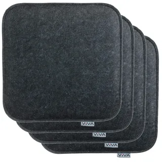 Brandsseller 4er Set Sitzkissen aus Filz 35x35x2 cm – Robuste Stuhlauflagen für innen und außen, eckiges Sitzpolster, strapazierfähiges Kissen für Stühle - Anthrazit
