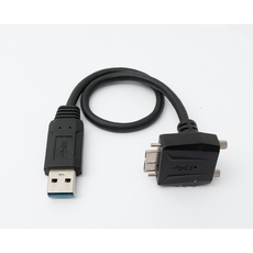 System-S USB 3.0 Kabel 30 cm Micro B Stecker zu Typ A Stecker Schraube Winkel in Schwarz