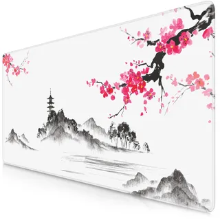 TITANWOLF - XXL Speed Gaming Mauspad 900 x 400mm - XXL Mousepad - Tischunterlage Large Size - verbessert Präzision und Geschwindigkeit - Ink Sakura