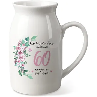 Geschenk für 60 jährige Frauen Vase mit Gravur, Damen Blumenvase als 60 Geburtstagsgeschenk, Keramikvase Geschenke für Frauen Mama Oma Freunden Tanten zum 60. Geburtstag