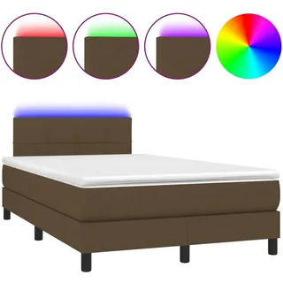 vidaXL Boxspringbett mit Matratze & LED Dunkelbraun 120x200 cm Stoff - Braun