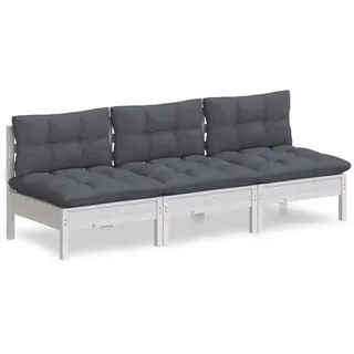 vidaXL 3-Sitzer-Gartensofa mit Anthrazit Kissen Massivholz Kiefer