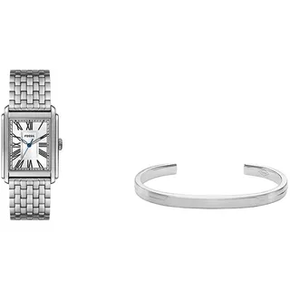 Fossil Herrenuhr Carraway und Manschettenarmband - Dreizeigeruhrwerk, Edelstahl