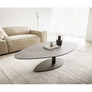 DELIFE Couchtisch Vibana 140x80 cm Keramik Aspetto Concreto Betonfarbig Gestell Effektfinish Titan - Grau