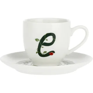 PORCELLANA Solotua Kaffeetasse mit Untertasse Buchstabe E 85 ml in Geschenkbox