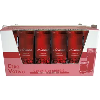 30 Votivkerzen – Farbe Rot – Modell P50 – mit Widmung "For La Mama" – Brenndauer 55 Stunden – Cereria Di Giorgio