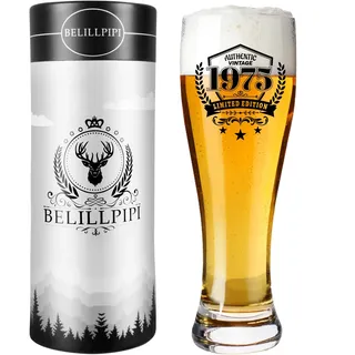 Belillpipi Bierglas Geschenke zum 50 Geburtstag Mann, 1975 Bierglas Mit Gravur 50 Geburtstag, Geburtstagsgeschenk für Männer Papa Bierkrug, Bierkrug 0,5L Personalisiert