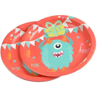 Homéa, Set mit 6 Papptellern, Durchmesser 23 cm, Monster