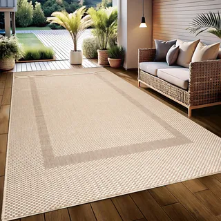OTTO home Teppich »Venedig Bordüre auch als Läufer erhältlich« rechteckig 3 mm Höhe In- und Outdoor geeignet, Sisal-Optik, Wetterfest & UV-beständig, beige,