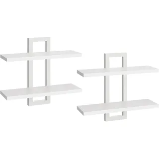 HOOBRO Schwebende Wandregale, 2-stufige Wandboard, Schweberegal 2er-Set, hängende Badezimmerregale, 38 cm Wandregale, für Wohnzimmer, Schlafzimmer, Küche, Weiß EWW32BJ01