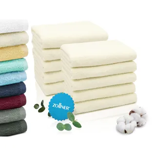 ZOLLNER 10er Set Handtücher in 50x100 cm - saugstarke und weiche Duschtücher in beige - mit praktischem Aufhänger - waschbar bis 60°C - Baumwolle - Hotelqualität