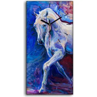 Dekor Leinwand Uhr Wandbilder 30x60 Wand Kunst Bild Blaues Pferde Tier - schwarze Hände - Blau