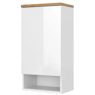 Vicco Badschrank Eden Weiß Hochglanz/Artisan-Eiche 40 x 77.5 cm mit 4 Fächer