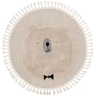 Kunstloft Kinderteppich Momo Cream ø 120 cm rund , Beige , Textil , Animalprint , Rund , 120x1 cm , Oeko-Tex® Standard 100 , wasserabweisend , Teppiche und Böden, Teppiche, Kinderteppiche