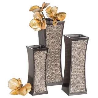 Creative Scents Dublin Dekorative Vase, 3 Stück, in Geschenkbox, langlebiges Kunstharz, Blumenvasen-Set, Dekor, rustikal, dekorierter Esstisch, Tischdekoration, Vasen, Schlafzimmer, Küche und mehr (braun)