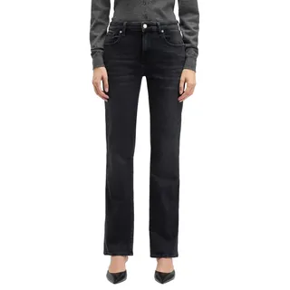 7 For All Mankind Women's Calie Straight Bottomline Jeans, Black, 24W