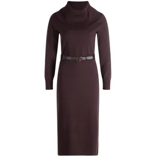 Strickkleid ZERO "Strickkleid mit Gürtel", Damen, Gr. 38, braun (chocolate plum), Kleider Strickkleid