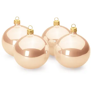 SIKORA Essentials Klassische Christbaumkugeln aus Glas - Hochglanz - 6 Farben 3 Größen Premium Qualität, Farbe/Modell:Champagner Hochglanz 4er Set, Höhe in cm:10 cm