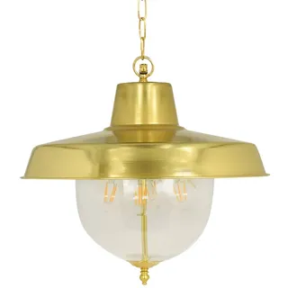 Pendelleuchte außen Maritim Messing Glas IP43 rund d: 41 cm in 4x E27 Lampe