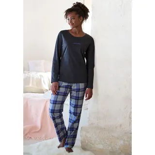 Vivance Dreams by Lascana Pyjama Set, 2 tlg. aus kuschelig weichem Flanell, blau