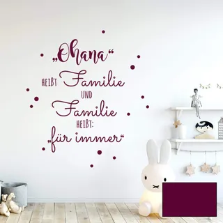 Wandtattoo Aufkleber Spruch "Ohana heißt Familie" Wanddeko Wandgestaltung M2234 - ausgewählte Farbe: *beere* ausgewählte Größe: *L - 67cm hoch x 53cm breit*