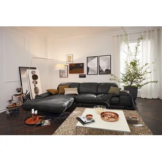 Musterring Wohnlandschaft "MR 2490 Ecksofa mit erstklassigem Sitzkomfort, Long-Life-Leder" Fuß Schwarz, Sitzhöhe 46cm, wahlweise mit Funktionen, Maße 342x207 cm, anthrazit, s