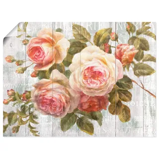 Artland Wandbild »Vintage Rosen auf Holz«, Blumen, (1 St.), als Leinwandbild, Poster, Wandaufkleber in verschied. Größen, pink