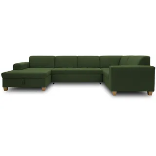 DOMO. collection Wohnlandschaft Sugar, Sofa, Couch, Longchair Links, Moderne U-Form, 162 x 333 x 199 cm, grün
