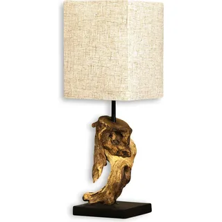 Lampe Tischlampe aus Holz Holzlampe Tischleuchte Treibholz 45cm beige - Beige