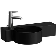 Laufen VAL Handwaschbecken, ohne Hahnloch, mit Überlauf, 550x315mm, Ablage rechts, H815283, Farbe: Schwarz Matt