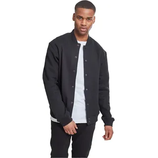 Urban Classics Herren Jacke Oldschool College Jacket, stylische Männer Collegejacke mit Kunstlederärmeln, Blk/blk, L