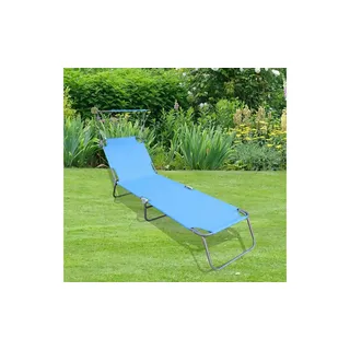 VCM Gartenliege 185 x 55 x 24 cm blau klappbar 