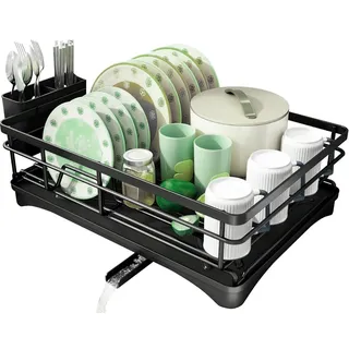 edihome, Abtropfgestell Geschirr, Geschirrabtropfgestell, Abtropfständer, Dish Drying Rack, Dish Drainer, Geschirrständer, Abtropfkorb, Geschirrtrockner, Geschirrkorb, Abtropfgestell Spüle (1 Ebene)